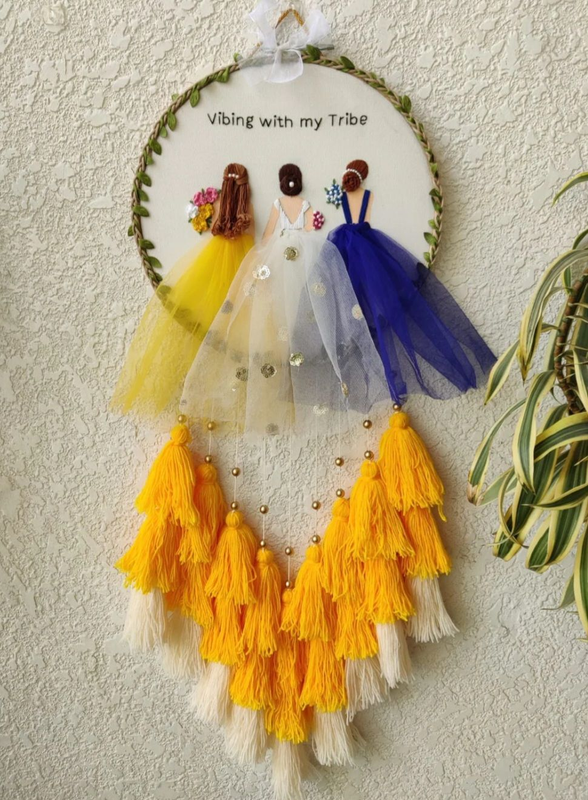 Bride & Bridesmaid Embroidered Hoop With Tassels