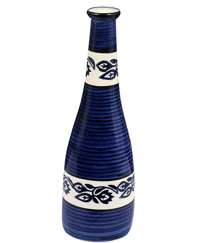 RAJ ROYAL Handmade White Blue Color Ceramic Long Flower Vases for Home Decoration for Table Home Party Office Wedding , Flower Pot Vase for Living Room (12 x 12 x 30 cm, Antique Brown)